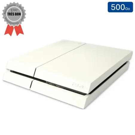 Playstation 4 Blanche 500 Go sans Manette (Reconditionnée : Très Bon État)