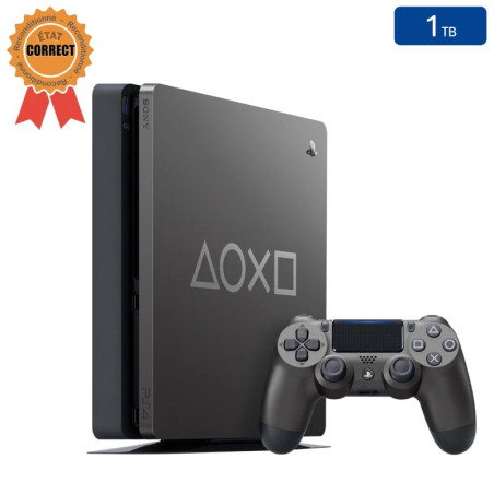 PS4 SLIM Zwart 1 To + 1 Controller (Gereviseerd: Redelijke Staat)