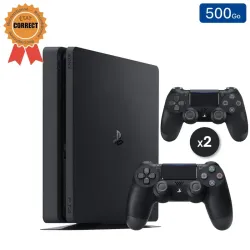 Playstation 4 SLIM Noire 500 Go + 2 Manettes (État Correct)