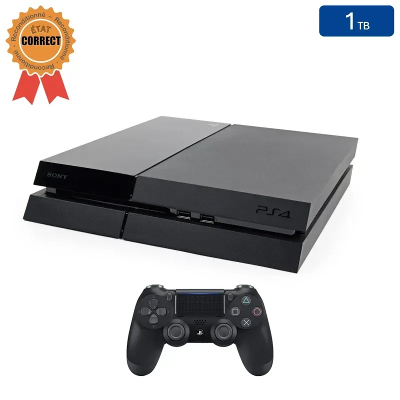 Playstation 4 Noire 1 To + 1 Manette + COD Black Ops 3 (Reconditionnée : État Correct)