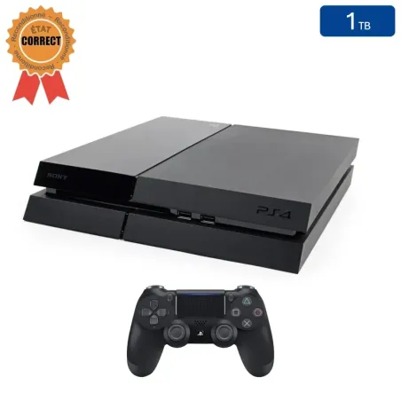 Playstation 4 FAT Noire 1 To + 1 Manette (État Correct)