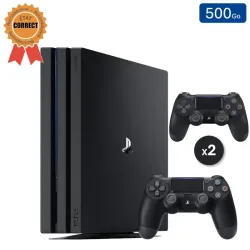 Playstation 4 PRO Noire 500 Go + 2 Manettes (Reconditionnée : État Correct)