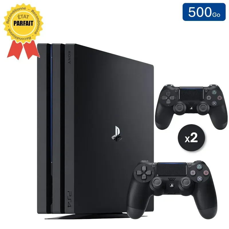 Playstation 4 PRO Nero 500 GB + 2 Controller (Ricondizionato: Condizioni Perfette)