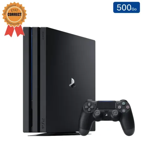 Playstation 4 PRO Noire 500 Go + 1 Manette (Reconditionnée : État Correct)