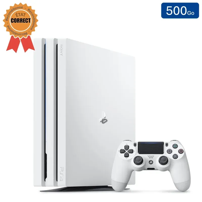 Playstation 4 PRO Weiß 500 GB + 1 Controller (Generalüberholt: Guter Zustand)