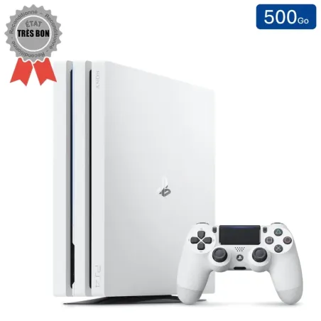 Playstation 4 PRO Blanche 500 Go + 1 Manette (Reconditionnée : Très Bon État)