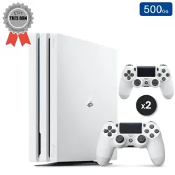 Playstation 4 PRO Blanche 500 Go + 2 Manettes (Reconditionnée : Très Bon État)