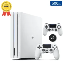 Playstation 4 PRO Blanche 500 Go + 2 Manettes (Reconditionnée : Parfait État)