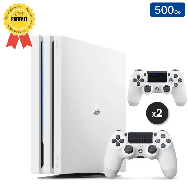 Playstation 4 PRO Wit 500 GB + 2 Controllers (Gereviseerd: Perfecte Staat)