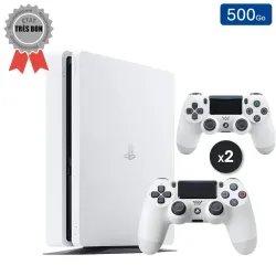 Playstation 4 SLIM Blanche 500 Go + 2 Manette (Bon État)