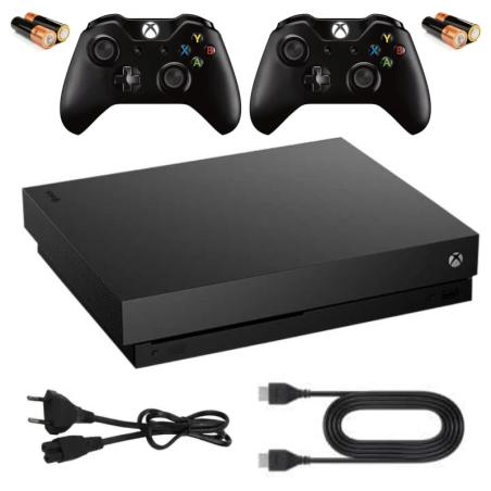 Xbox One X Schwarz 1 TB + 2 Controller (Generalüberholt)