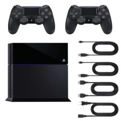Playstation 4 Black 500 GB + 2 Controllers (Refurbished: Very Good Condition)