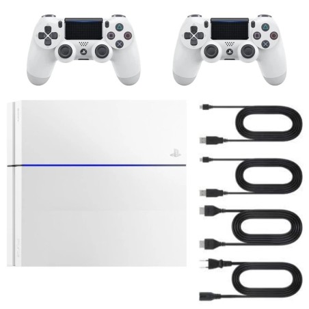Playstation 4 White 500 GB + 2 Controllers (Refurbished: Good Condition)