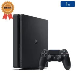 Playstation 4 SLIM Noire 1 To + 1 Manette (État Correct)