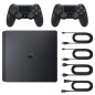 Playstation 4 SLIM Noire 500 Go + 2 Manettes (Reconditionnée : Très Bon État)
