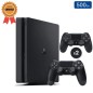 Playstation 4 SLIM Noire 500 Go + 2 Manettes (Reconditionnée : État Correct)