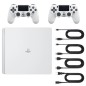 Playstation 4 SLIM Blanche 500 Go + 2 Manettes (Reconditionnée : État Correct)