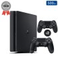 Playstation 4 SLIM Noire 500 Go + 2 Manettes (Reconditionnée : Très Bon État)