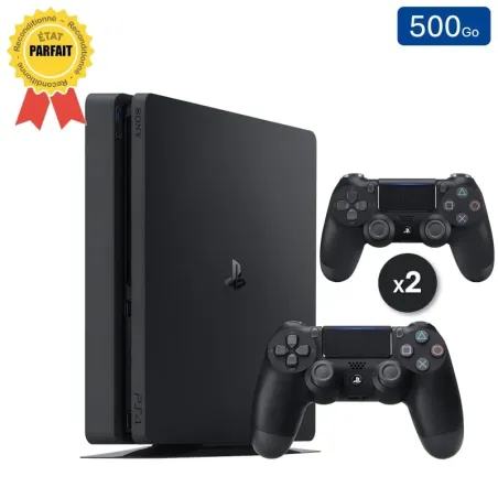 Playstation 4 SLIM Noire 500 Go + 2 Manette (Parfait État)