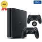 Playstation 4 SLIM Noire 500 Go + 2 Manettes (Reconditionnée : Parfait État)