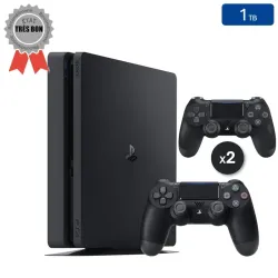 Playstation 4 SLIM Noire 1 To + 2 Manettes (Bon État)
