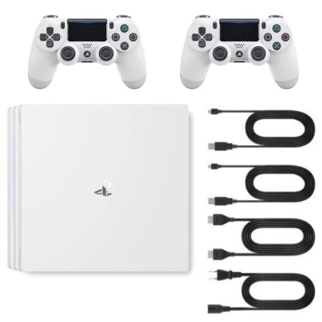 Playstation 4 PRO White 1TB + 2 Controllers (Refurbished: Good Condition)