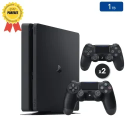 Playstation 4 SLIM Noire 1 To + 2 Manettes (Parfait État)