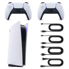 Playstation 5 Digital Edition White 825GB + 2 Controllers (Refurbished: Good Condition)