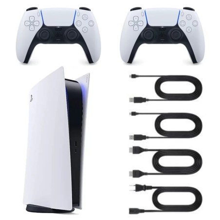 Playstation 5 Édition Numérique Blanche 825 Go + 2 Manettes (Reconditionnée : Parfait État)