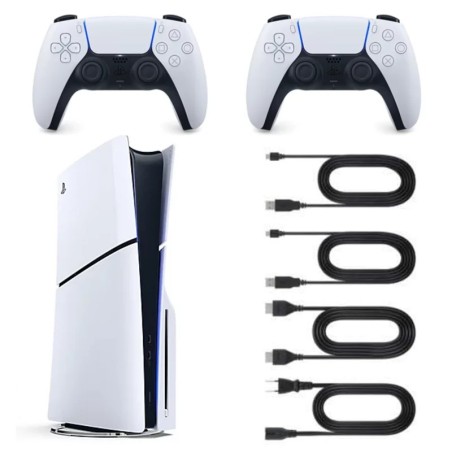 Playstation 5 SLIM White 1TB + 2 Controllers (Refurbished: Very Good Condition)