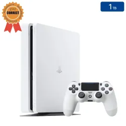 Playstation 4 SLIM Blanche 1 To + 1 Manette (État Correct)