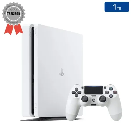 Playstation 4 SLIM Blanche 1 To + 1 Manette (Bon État)