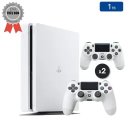 Playstation 4 SLIM Blanche 1 To + 2 Manettes (Bon État)