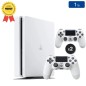 Playstation 4 SLIM Blanche 1 To + 2 Manettes (Reconditionnée : Parfait État)