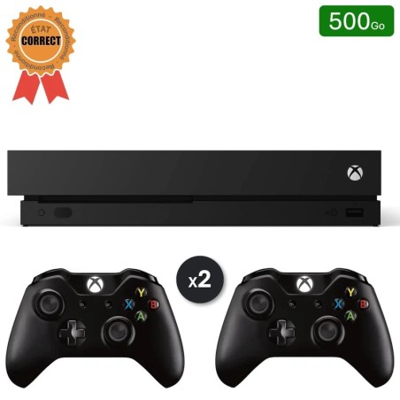 Xbox One X Noire 1 To + 2 Manettes (Reconditionnée : État Correct)