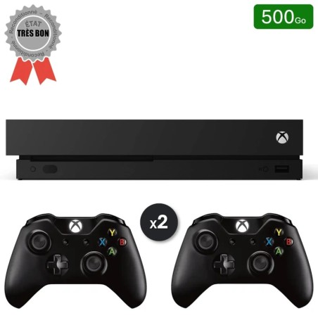 Xbox One X Noire 1 To + 2 Manettes (Reconditionnée : Très Bon État)