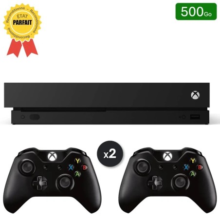 Xbox One X Noire 1 To + 2 Manettes (Reconditionnée : Parfait État)