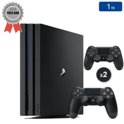 Playstation 4 PRO Noire 1 To + 2 Manettes (Bon État)