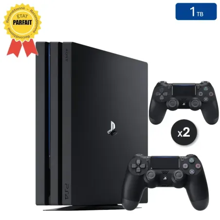 Playstation 4 PRO Noire 1 To + 2 Manettes (Parfait État)