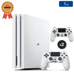 Playstation 4 PRO Blanche 1 To + 2 Manettes (État Correct)