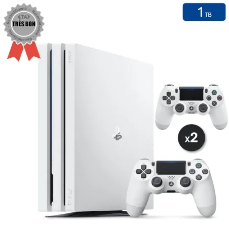 Playstation 4 PRO Blanche 1 To + 2 Manettes (Bon État)