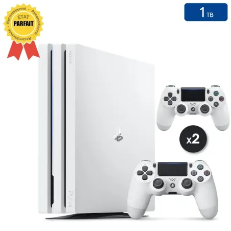 Playstation 4 PRO Blanche 1 To + 2 Manettes (Parfait État)