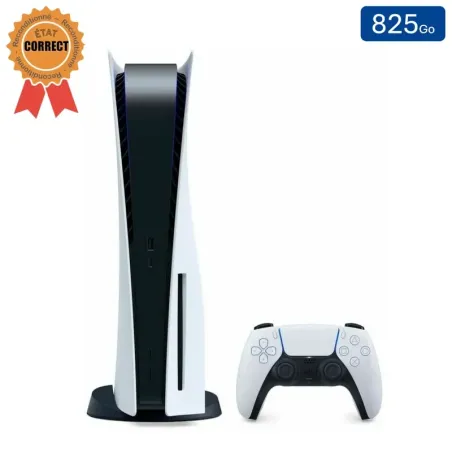 Playstation 5 Blanche 825 Go + 1 Manette (Reconditionnée : État Correct)