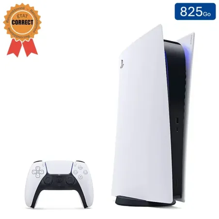 Playstation 5 Édition Digitale Blanche 825 Go + 1 Manette (Reconditionnée : État Correct)