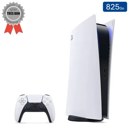Playstation 5 Édition Numérique Blanche 825 Go + 1 Manette (Reconditionnée : Très Bon État)