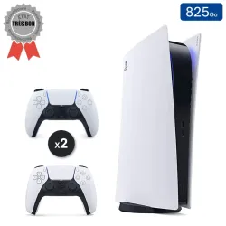 Playstation 5 Édition Numérique Blanche 825 Go + 2 Manettes (Reconditionnée : Très Bon État)