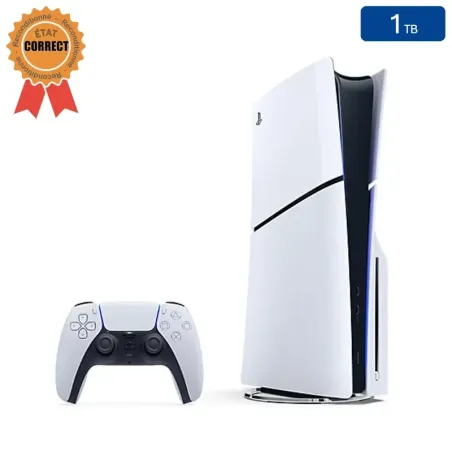 Playstation 5 SLIM Blanche 1 To + 1 Manette (Reconditionnée : État Correct)