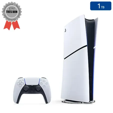 Playstation 5 SLIM Édition Numérique Blanche 1 To + 1 Manette (Reconditionnée : Très Bon État)