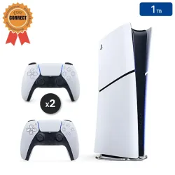 Playstation 5 SLIM Édition Numérique Blanche 1 To + 2 Manettes (Reconditionnée : État Correct)