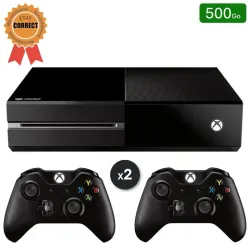 Xbox One Noire 500 Go + 2 Manettes (Reconditionnée : État Correct)